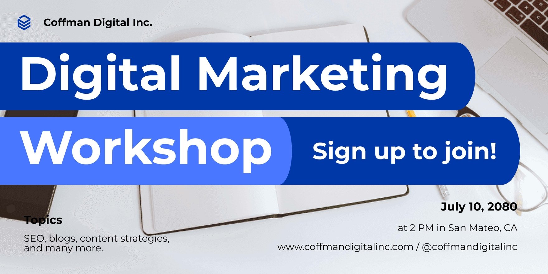 Digital Marketing Workshop Banner in Word, Illustrator, PSD