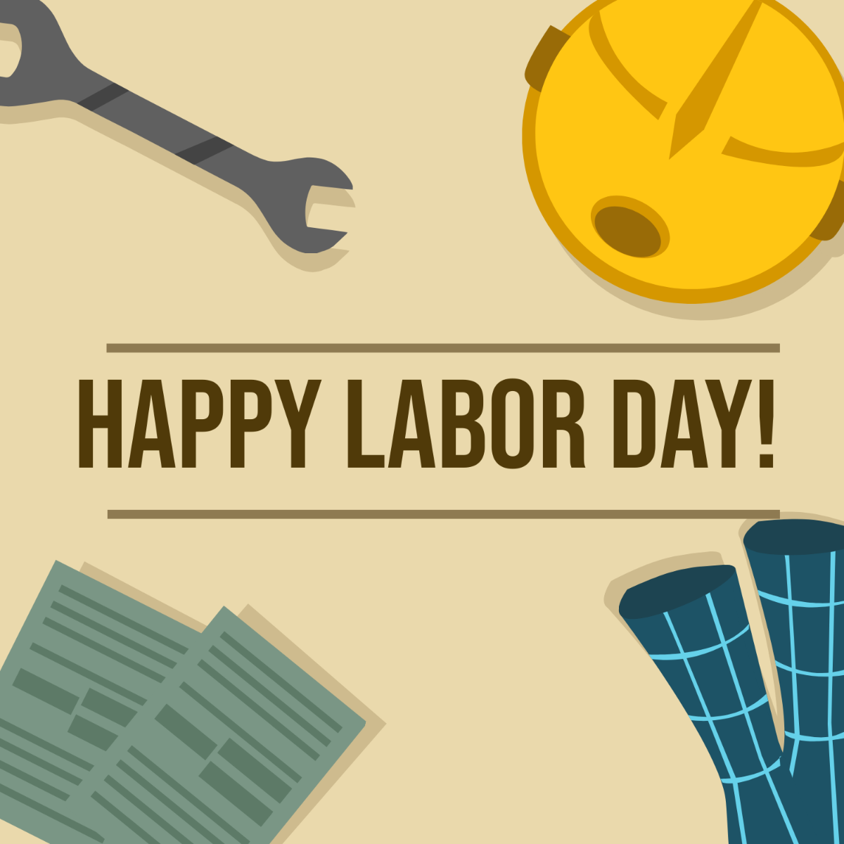 Happy Labor Day Vector Clipart Template