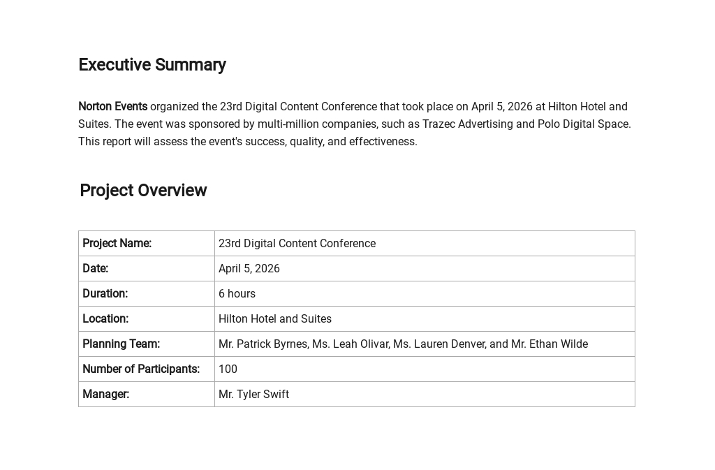  Event After Action Report Template Word DOC Apple MAC Pages 