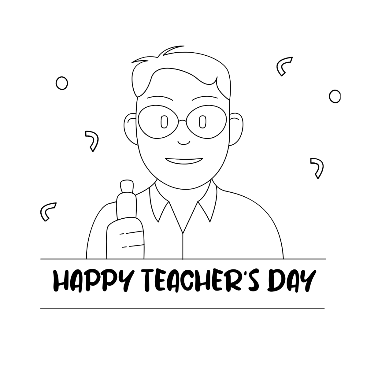 Teachers Day Sketch Drawing Template