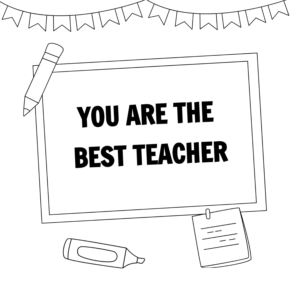 Teachers Day Quote Drawing Template
