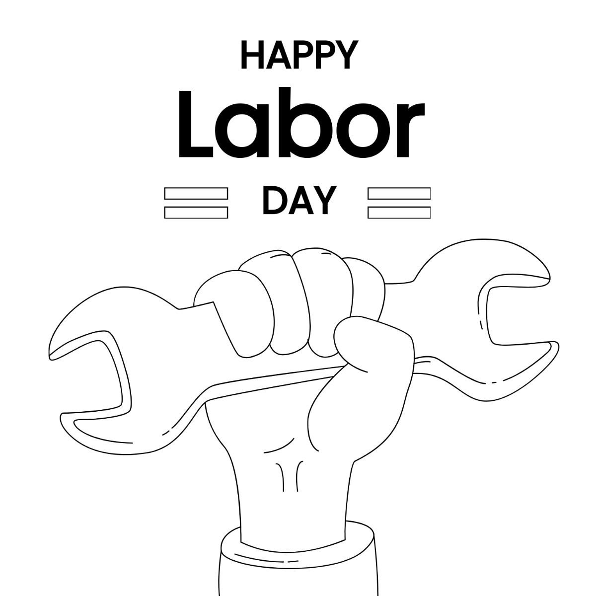 Happy Labor Day Vector Drawing Template
