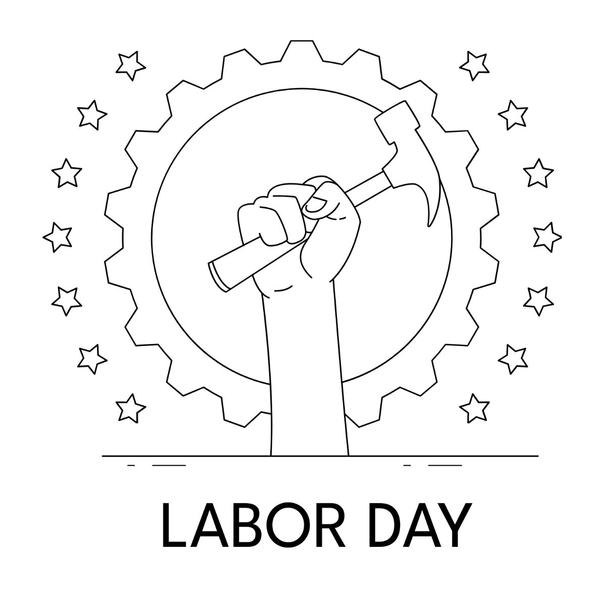 Labor Day Celebration Drawing Template