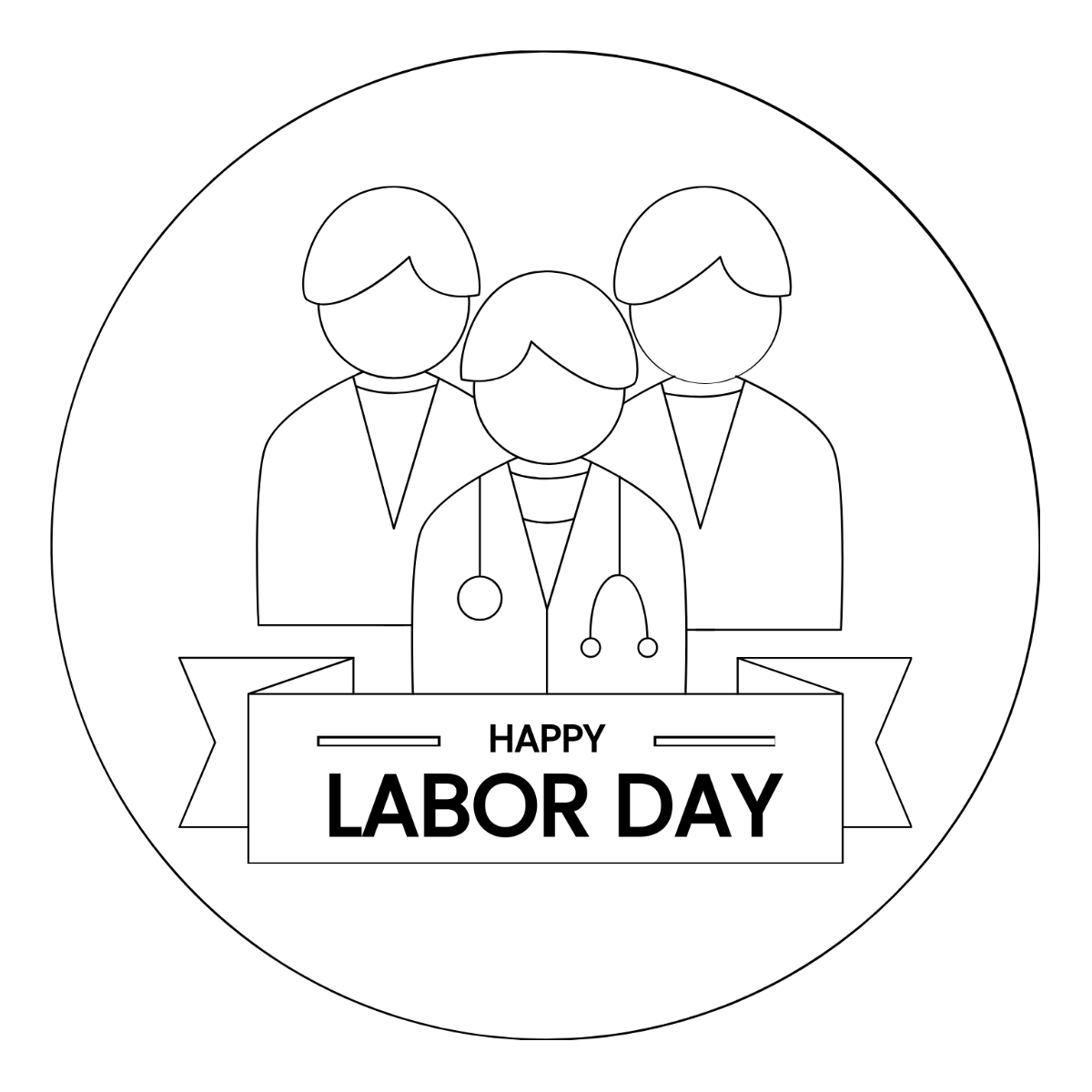 Free Labor Day Icon Drawing Template