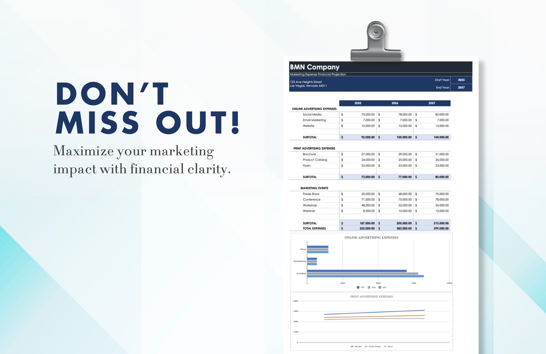 Marketing Plan Financial Projections Template