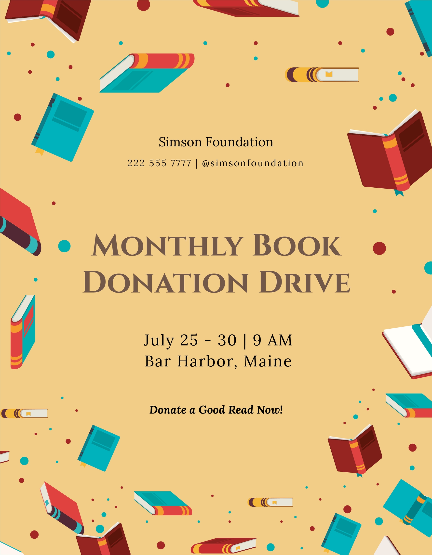 Free Book Donation Flyer Template Google Docs Illustrator Word Apple Pages PSD PDF 