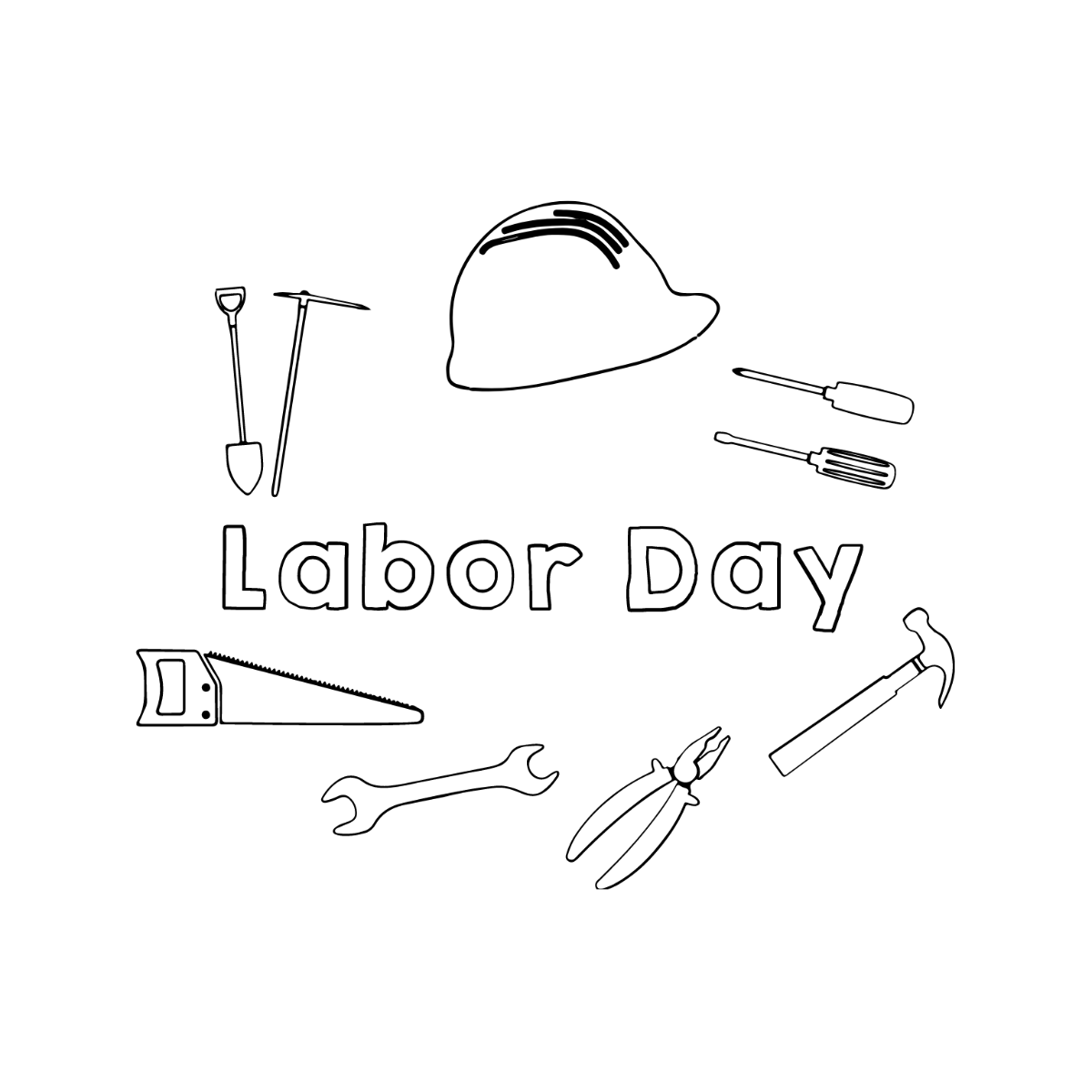 Labor Day Drawing Clipart Template