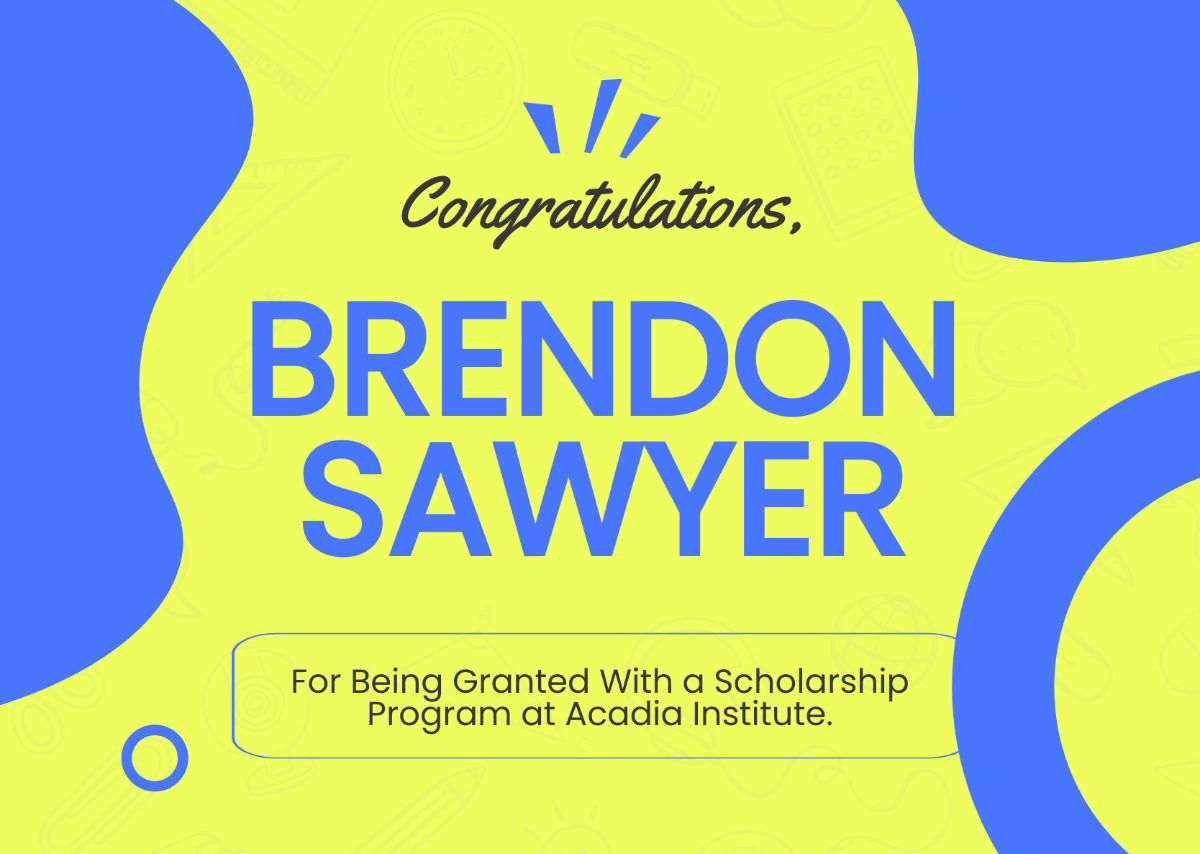 Scholarship Congratulations Card Template