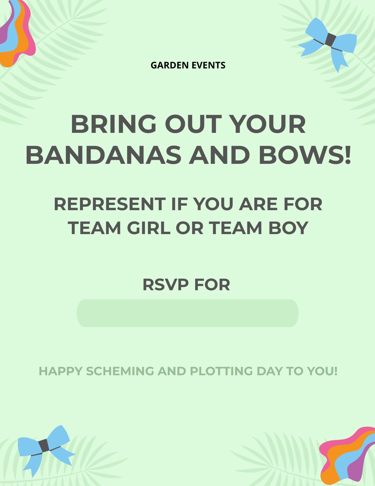 Bandanas And Bows Gender Reveal Flyer