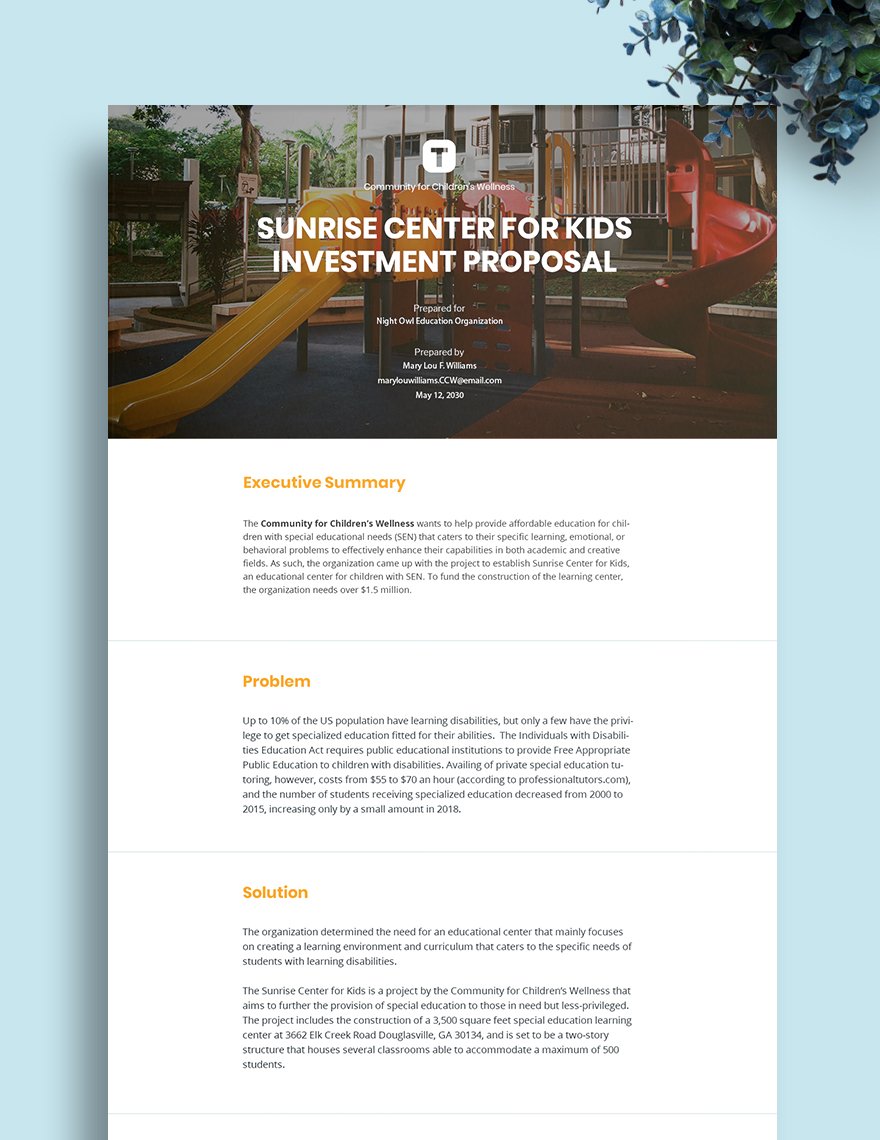 Construction Investment Proposal Template