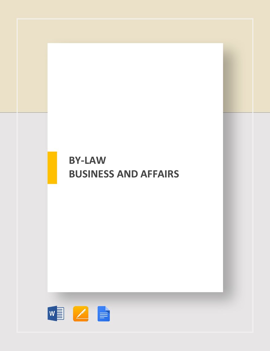 By-Law Business and Affairs Template