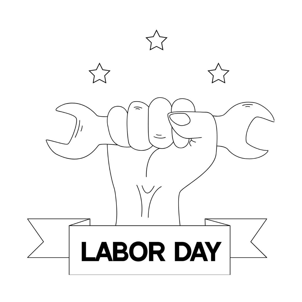 Labor Day Flat Design Drawing Template