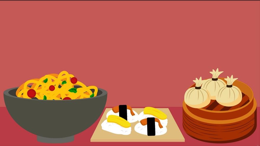 Asian Food Background in Illustrator, EPS, SVG, JPG, PNG