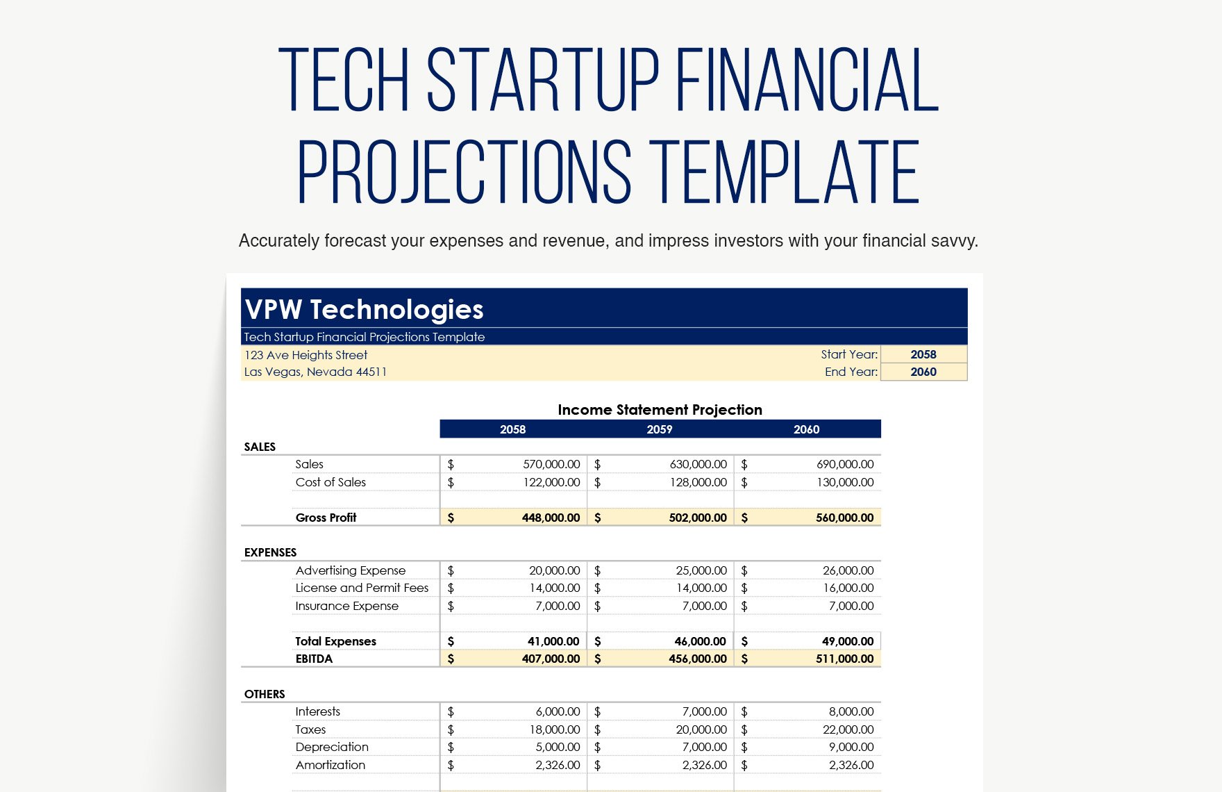 Tech Startup Financial Projections Template
