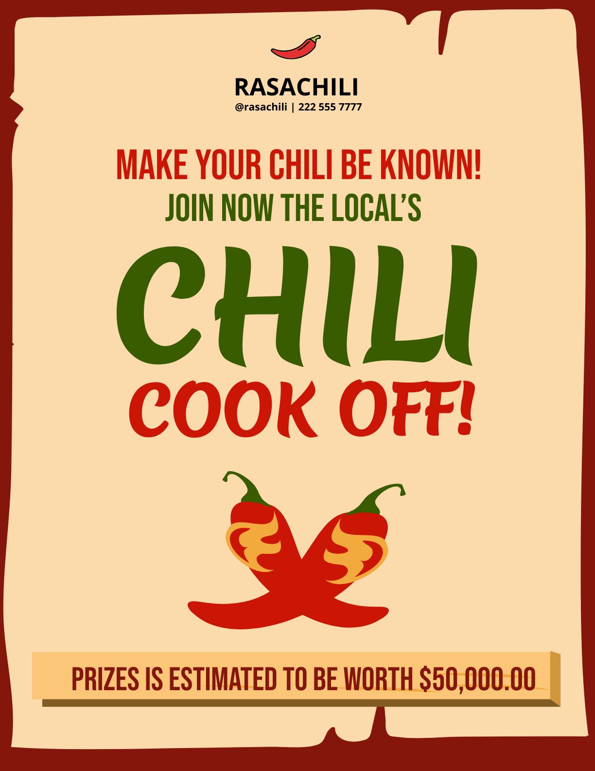 Special Chili Cook Off Flyer