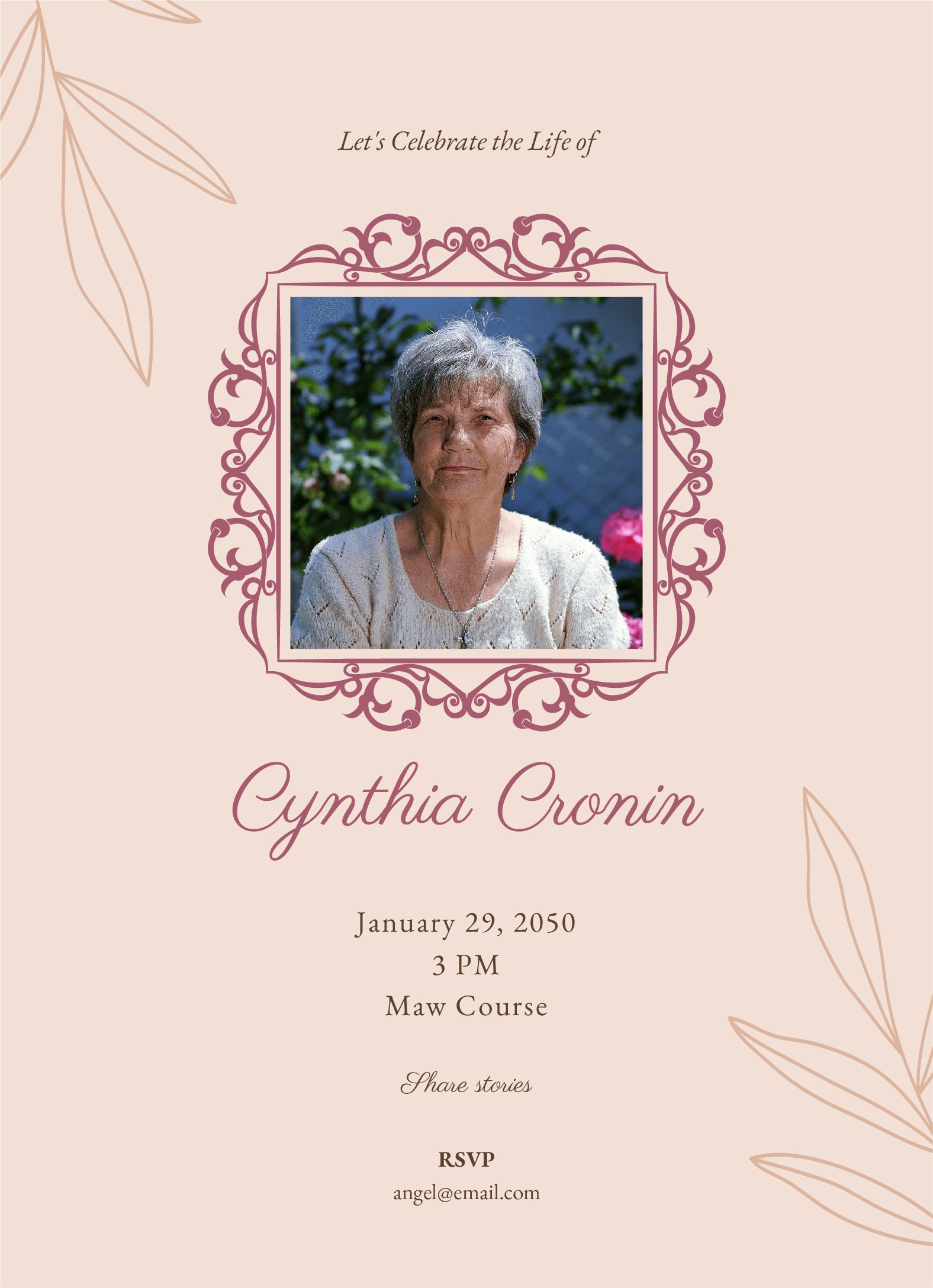 Free Personalized Celebration Of Life Invitation Template Download in