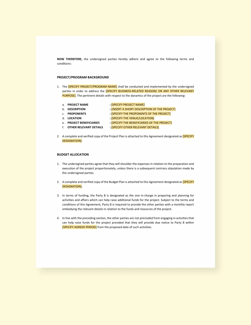 Cooperation Agreement Template