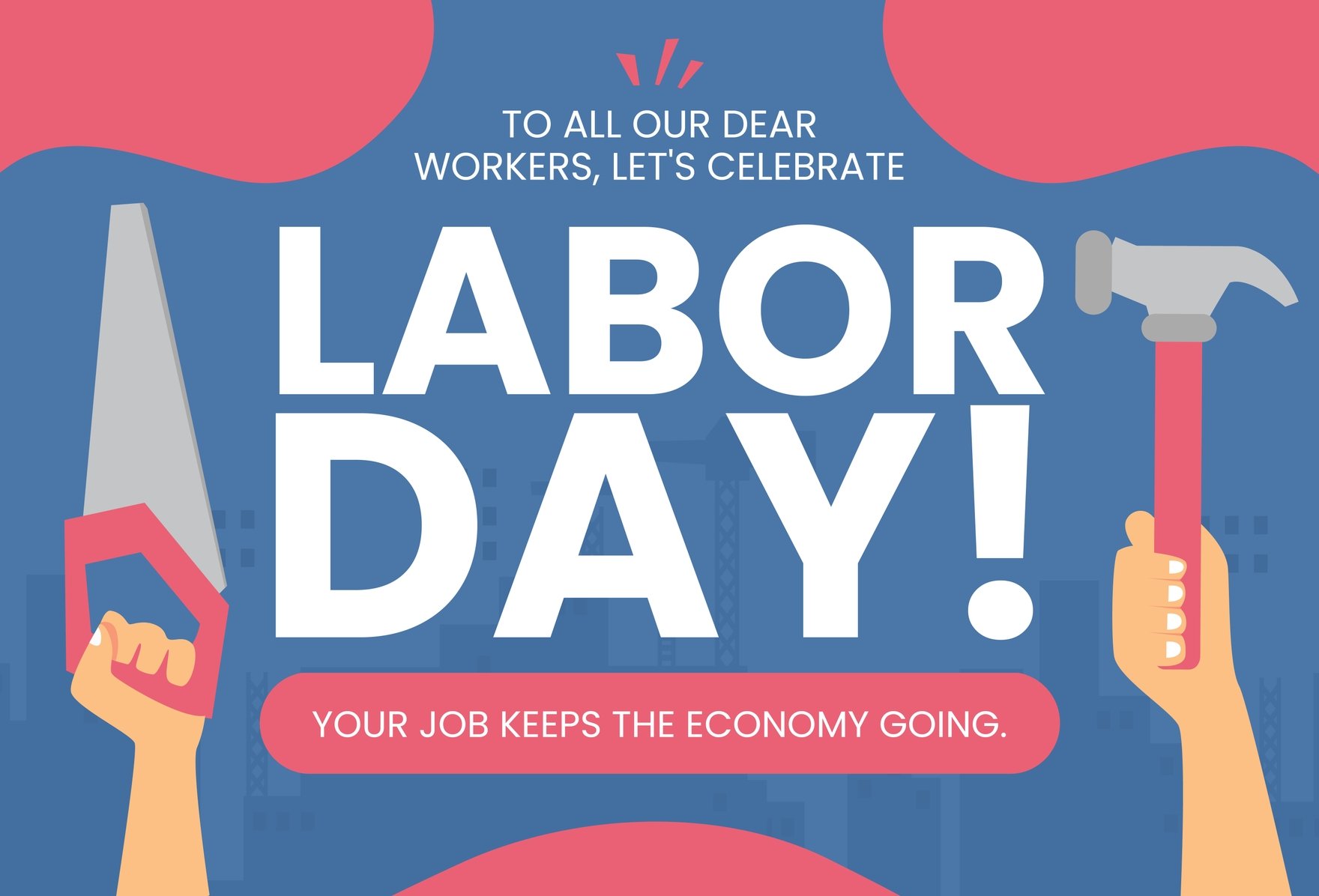 Free Labor Day Celebration Greeting Card Template in Word, Illustrator, PSD