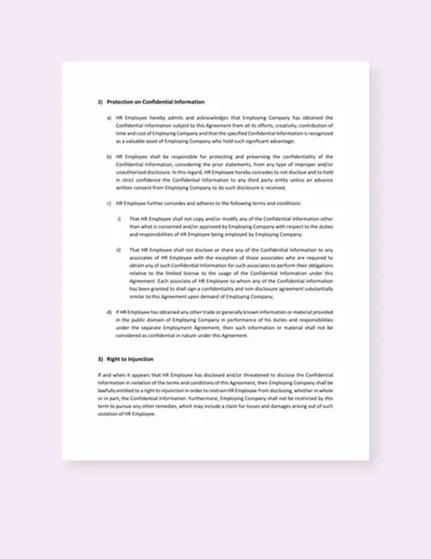 HR Confidentiality Agreement Template