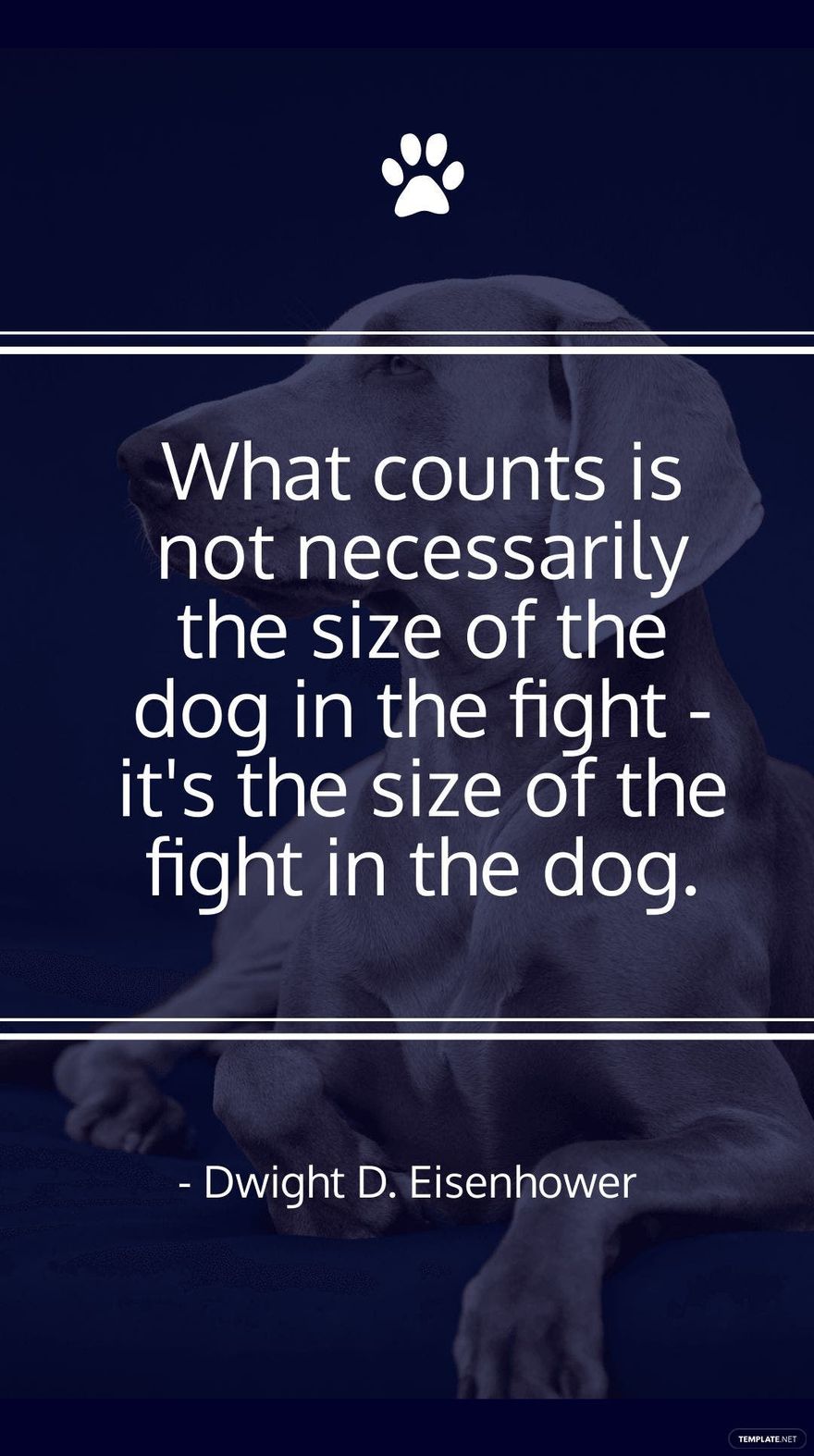 Dwight D. Eisenhower - What counts is not necessarily the size of the dog in the fight - it's the size of the fight in the dog.