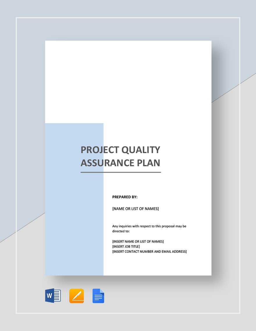 Project Quality Assurance Plan Template in Word, Google Docs, Apple Pages