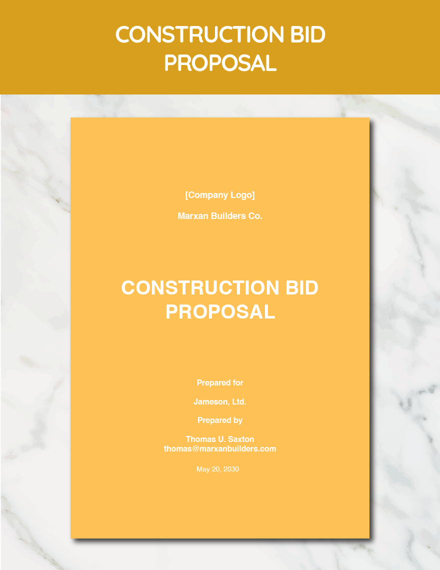 Construction Bid Proposal Template in Word, Pages, Google Docs - Download | Template.net