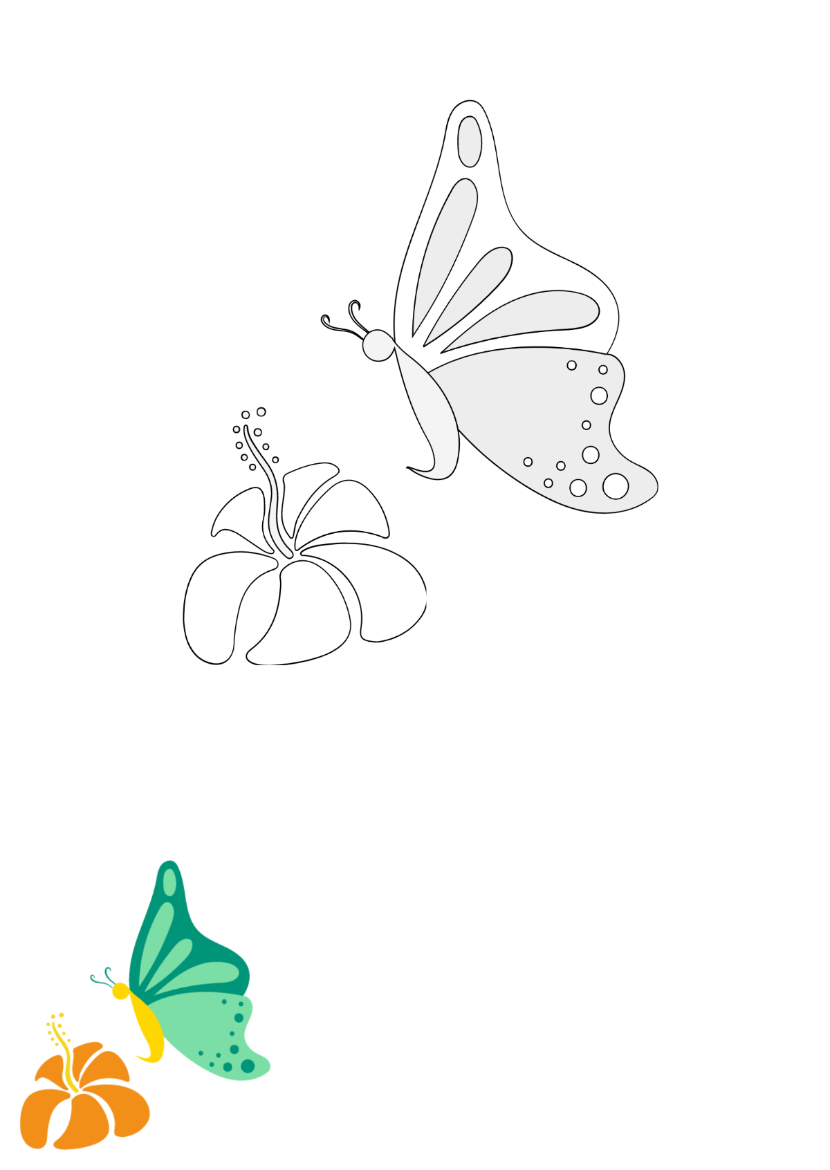 Flower Butterfly Coloring Pages Template