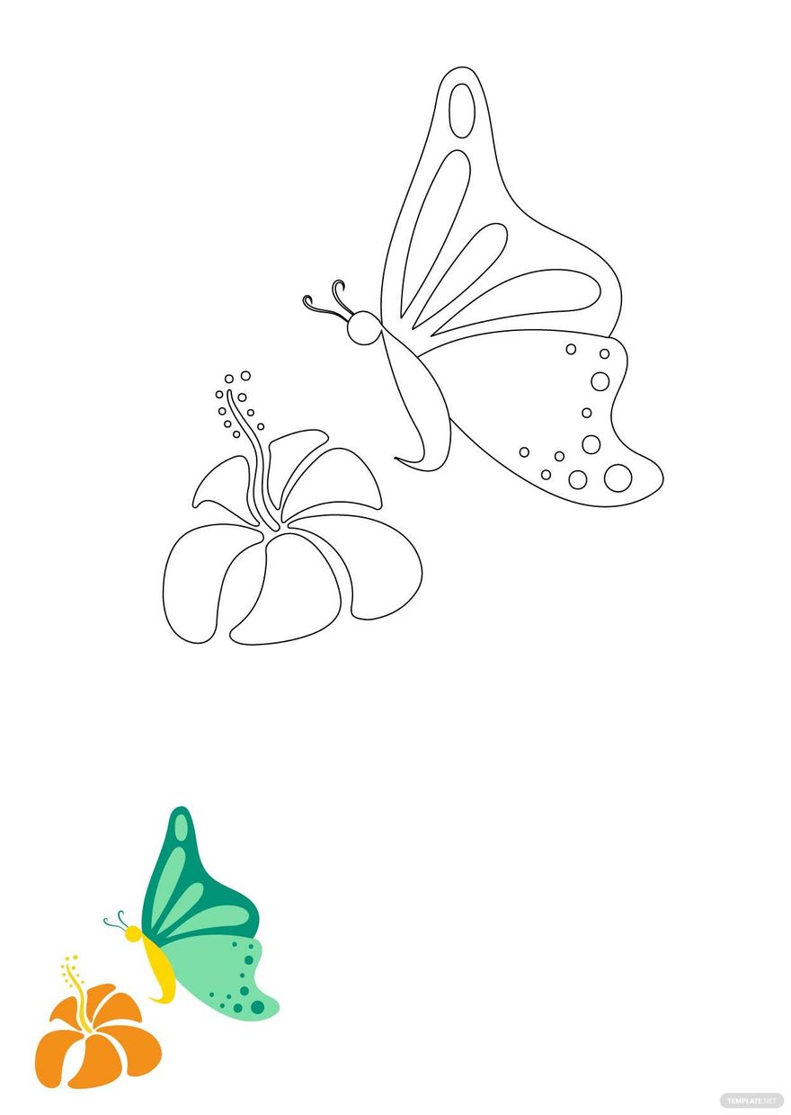 Free Flower Butterfly Coloring Pages in PDF