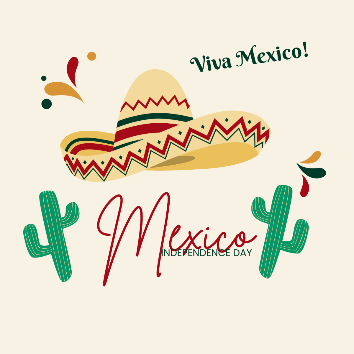 Mexican Independence Day Logo Vector Template