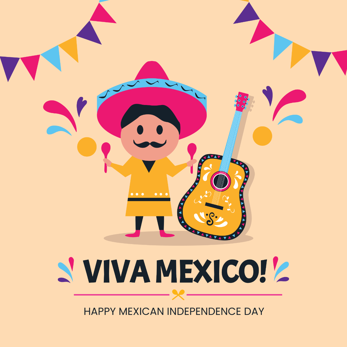 Cartoon Mexican Independence Day Clip Art Template