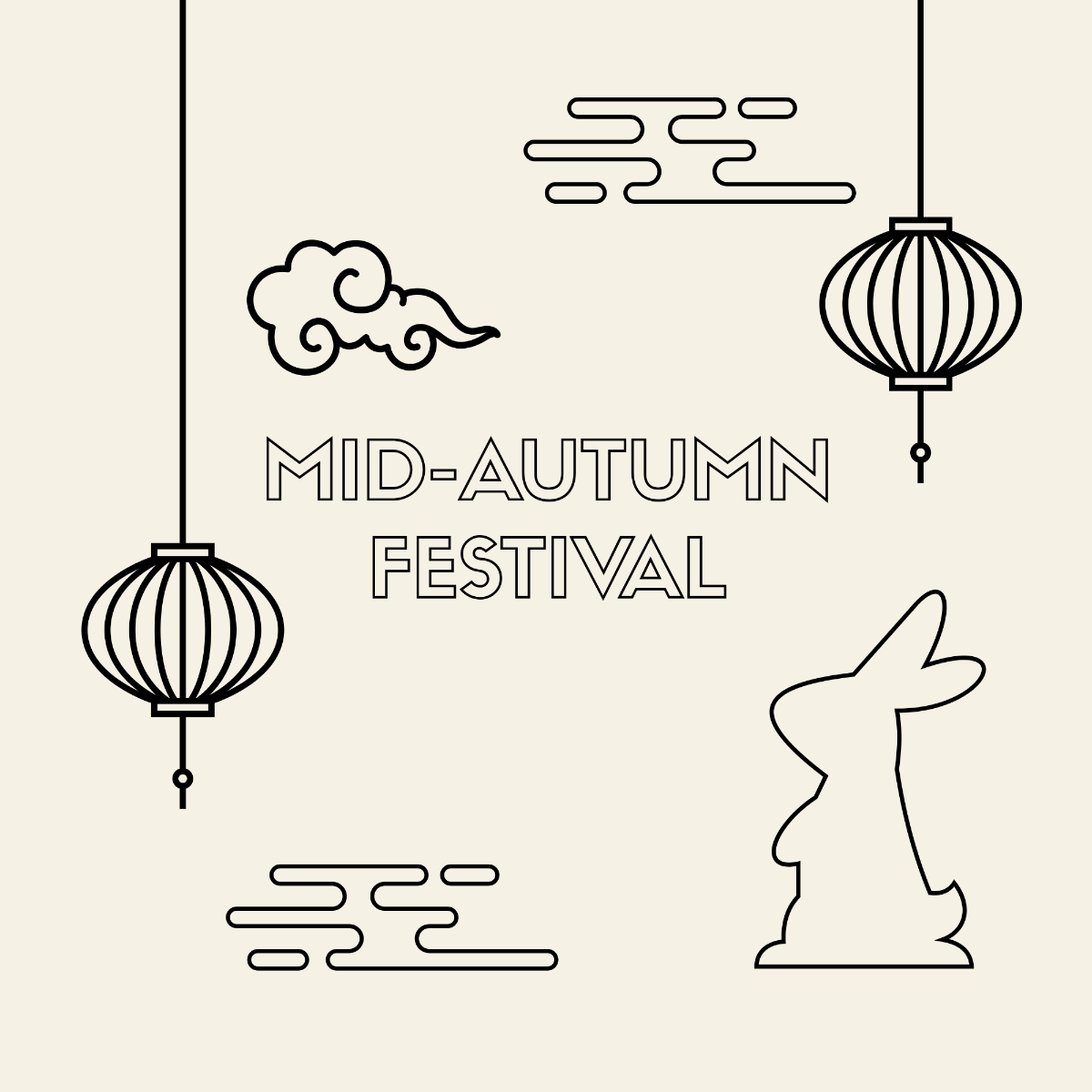Mid-Autumn Festival Outline Clip Art