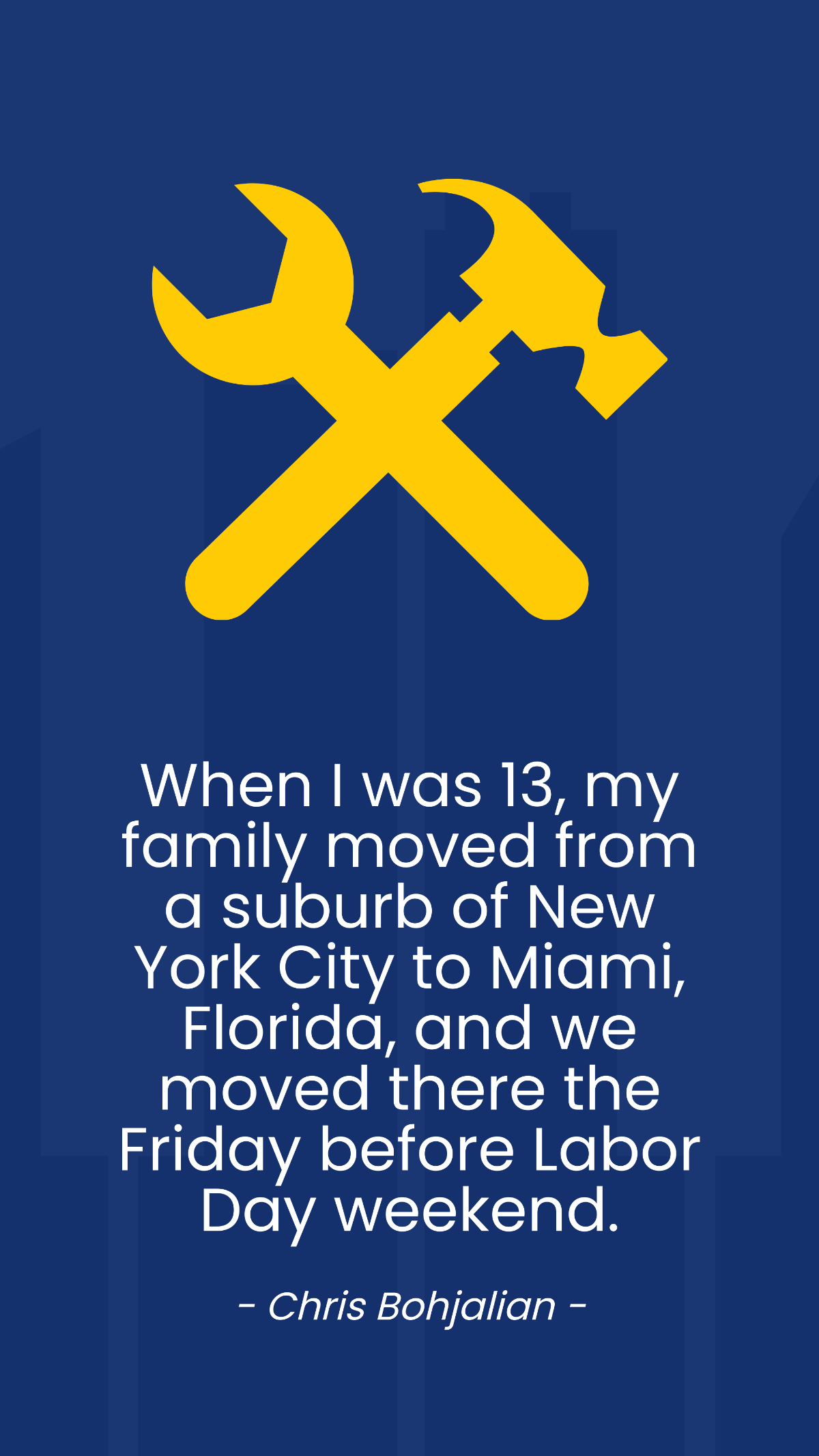 Chris Bohjalian - When I was 13, my family moved from a suburb of New York City to Miami, Florida, and we moved there the Friday before Labor Day weekend. Template