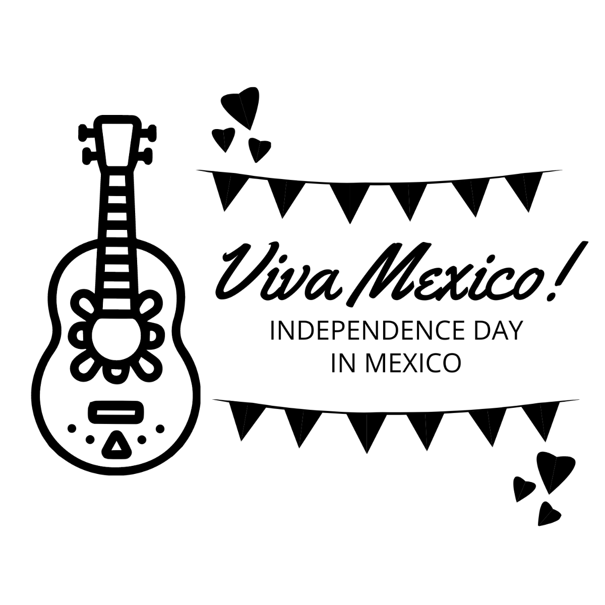 Mexican Independence Day Outline Clip Art Template