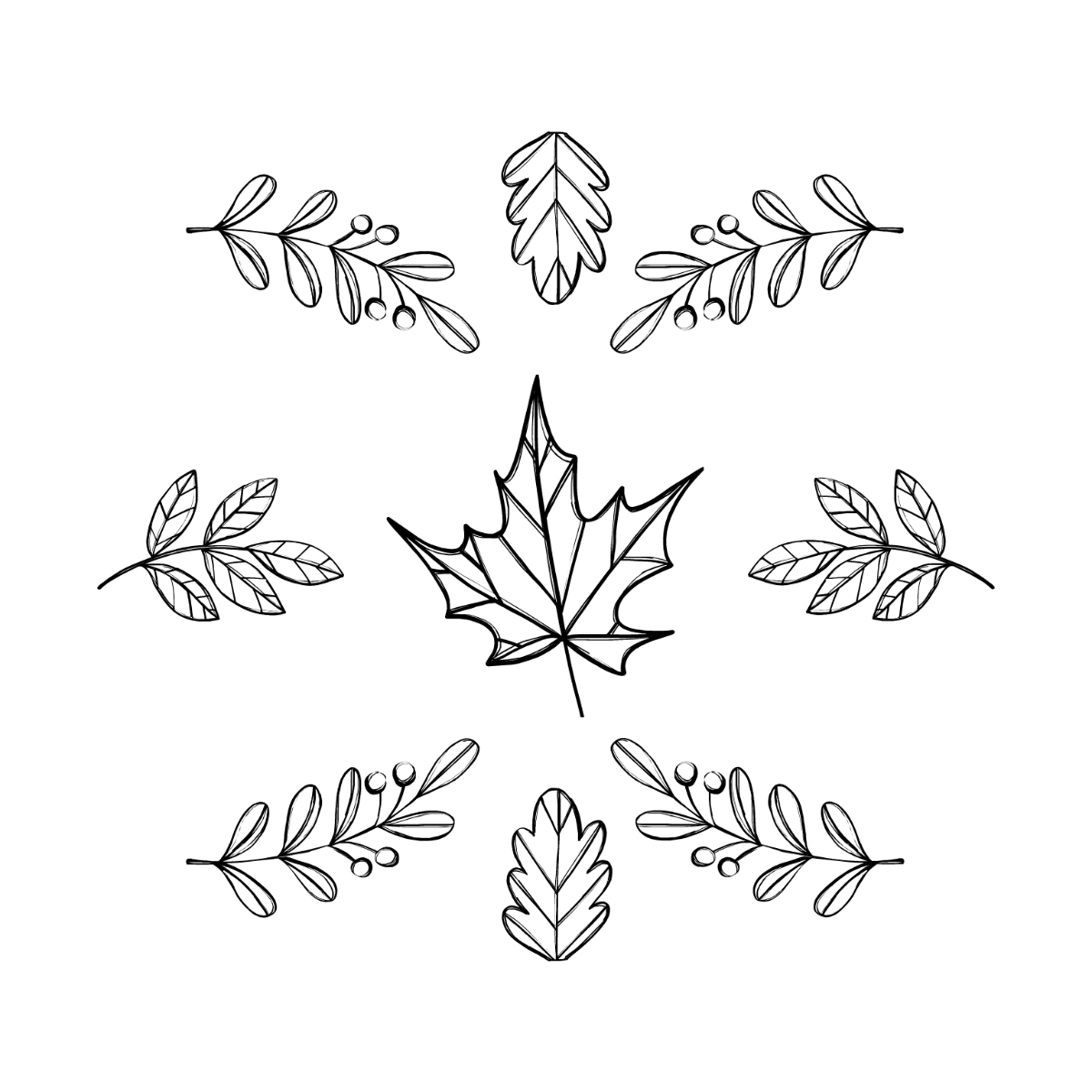 Fall Equinox Sketch Vector Template