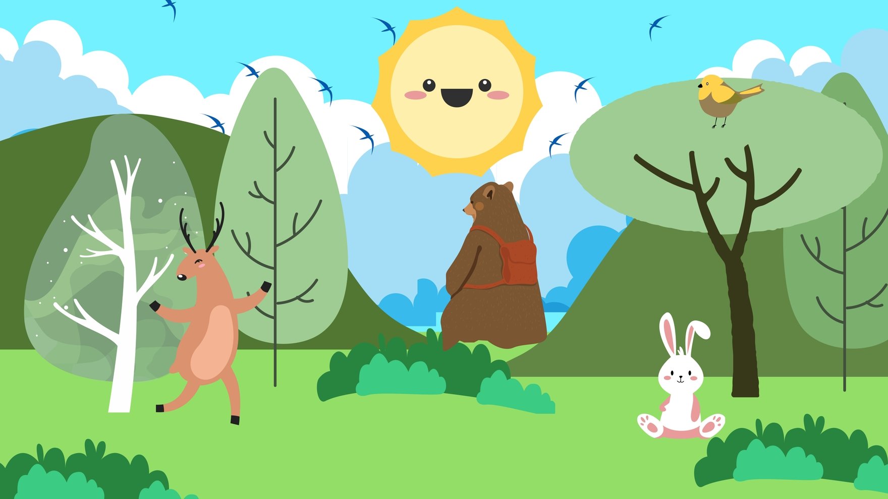 Summer Cartoon Background - EPS, Illustrator, JPG, PNG, SVG 