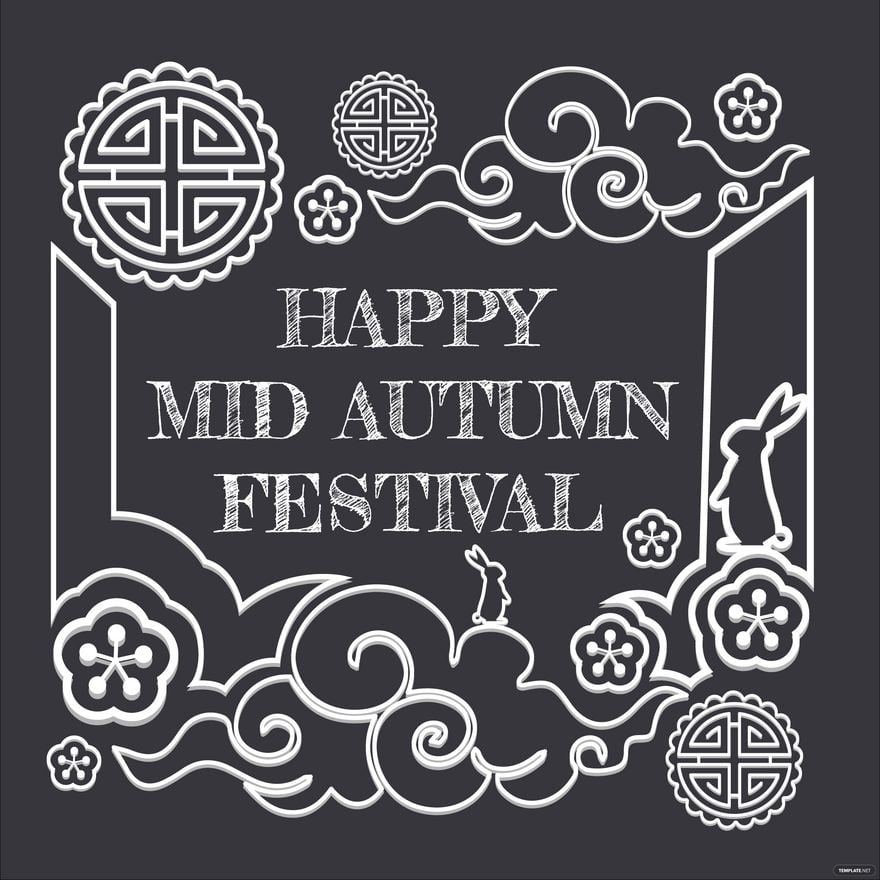 Happy Mid-Autumn Festival Chalkboard Clip Art