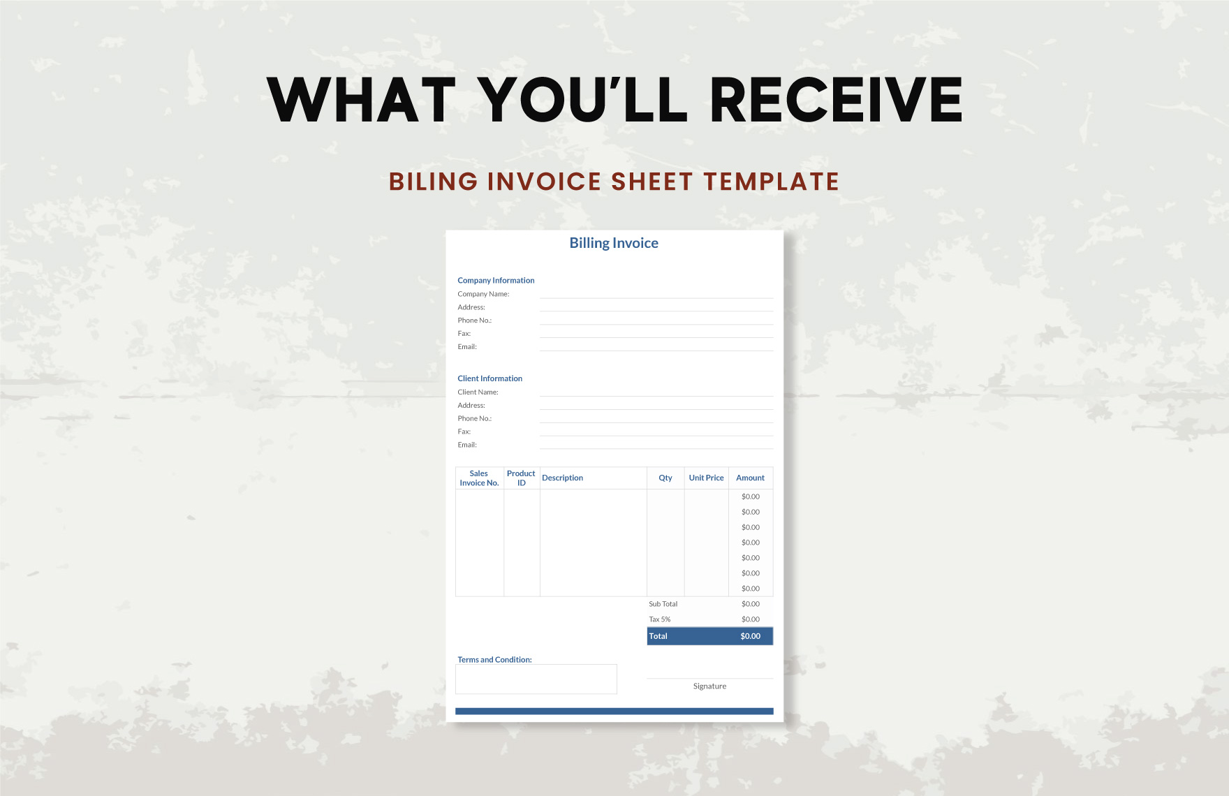 Billing Invoice Sheet Template