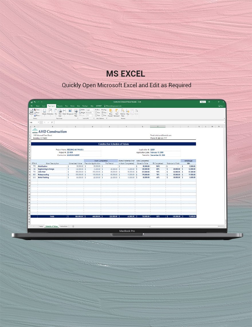 Construction Schedule Of Values Template   Construction Schedule Of Values Template 15je4 