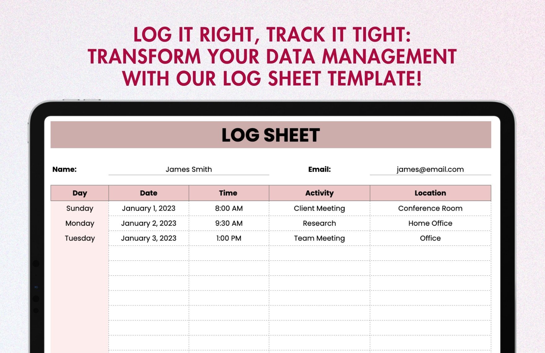 Log Sheet Template