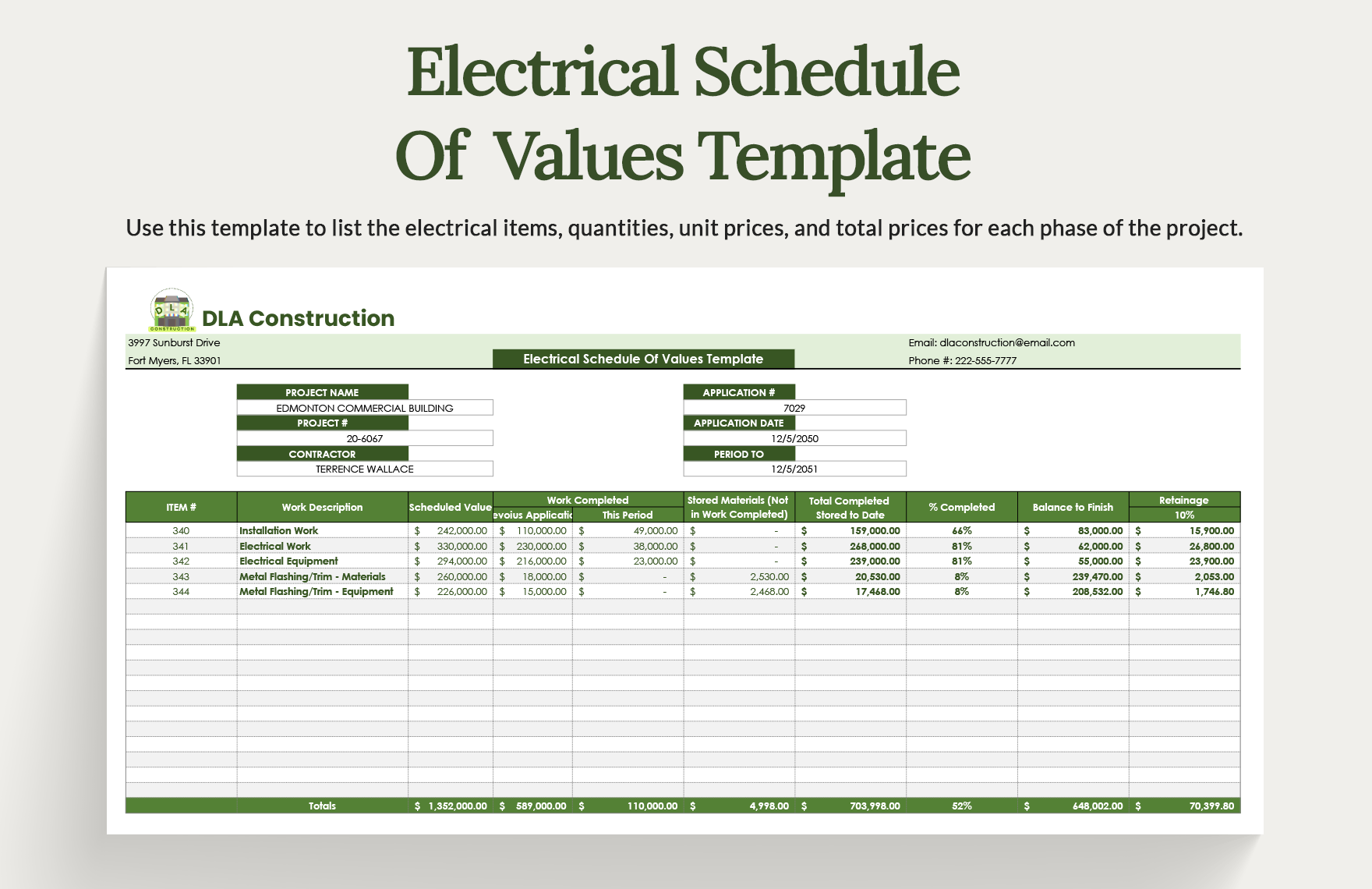 FREE Schedule Of Value Template Download In Word Google Docs Excel FREE Schedule Of Value Template Download In Word Google Docs Excel
