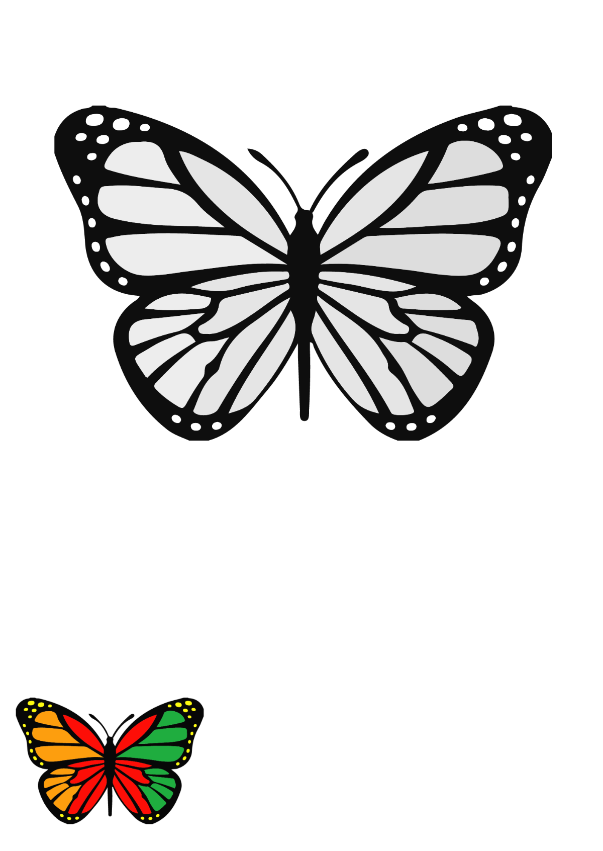 Free Butterfly Rainbow Coloring Pages Template