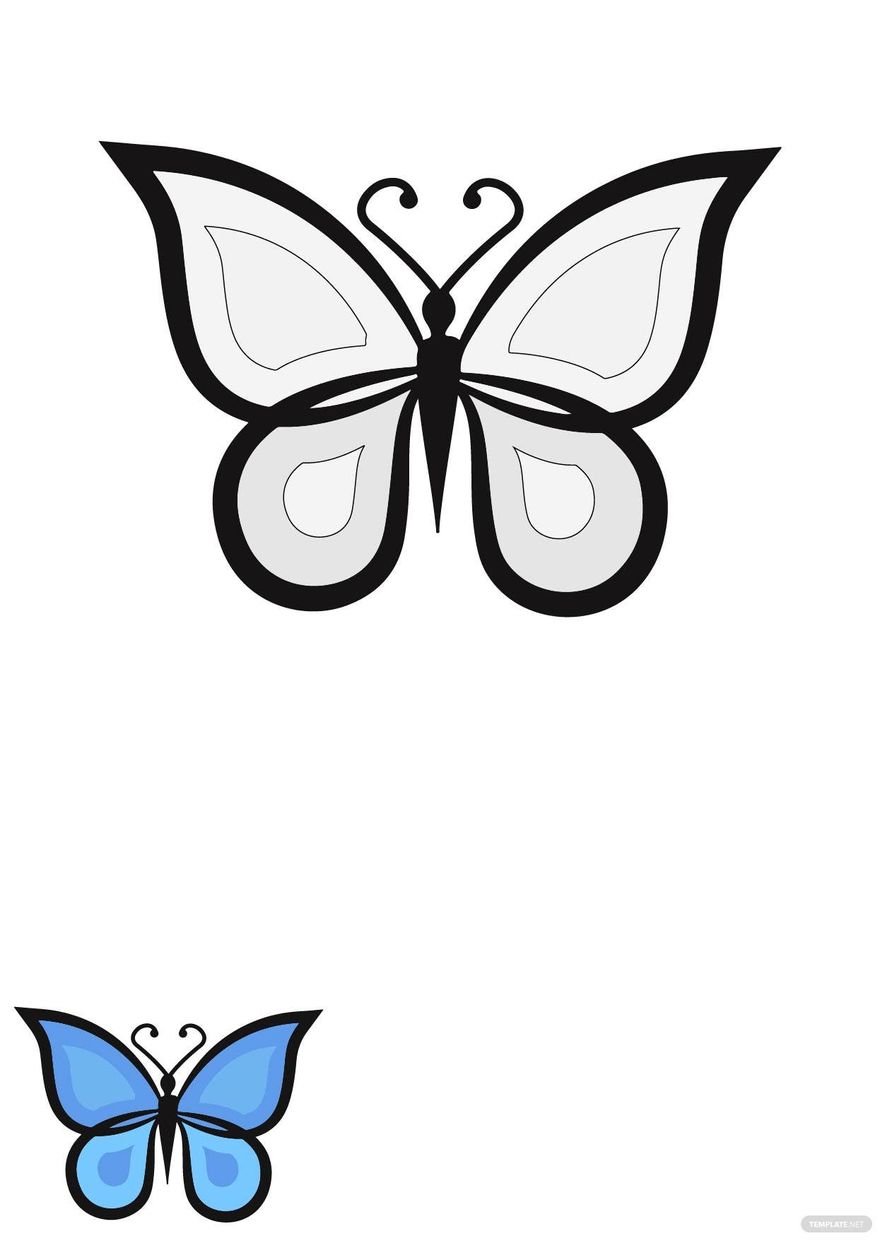 Free Butterfly Cartoon Coloring Page - PDF 