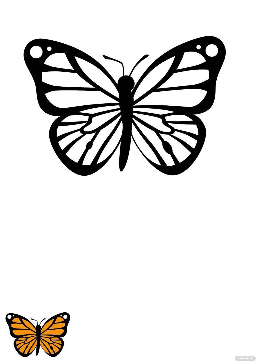 Monarch Butterfly Coloring Page in PDF