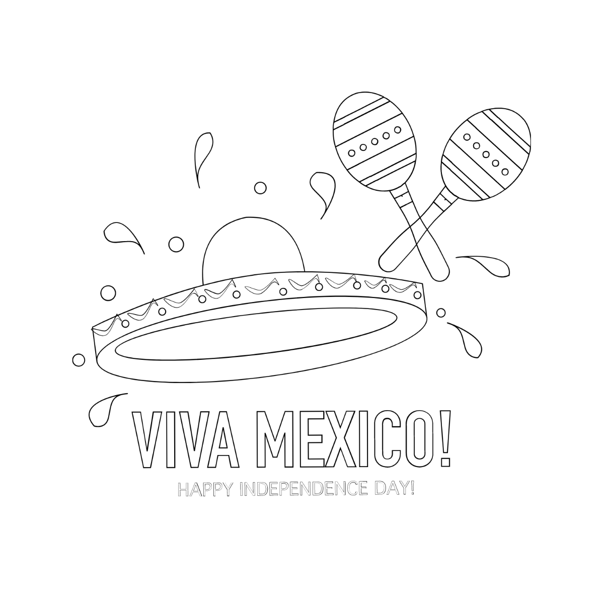 Happy Mexican Independence Day Drawing Template
