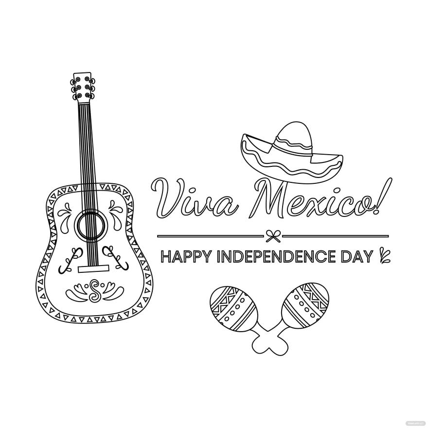 Black And White Mexican Independence Day Drawing
