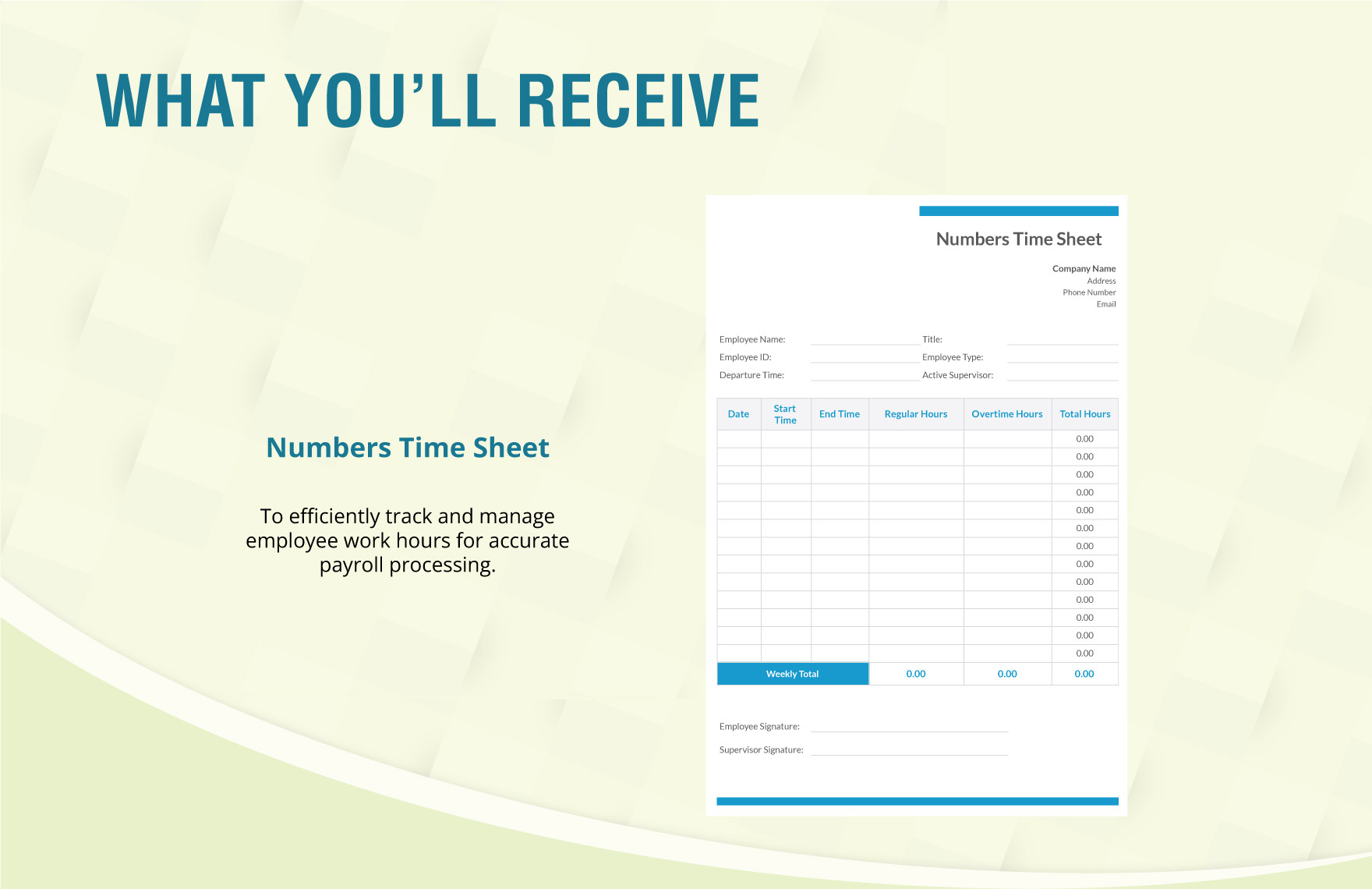 Numbers Time Sheet Template