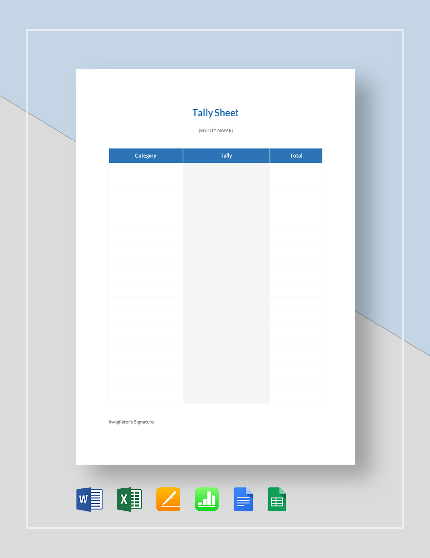 Voting Tally Sheet Template in Pages, Excel, Apple Numbers, Word ...