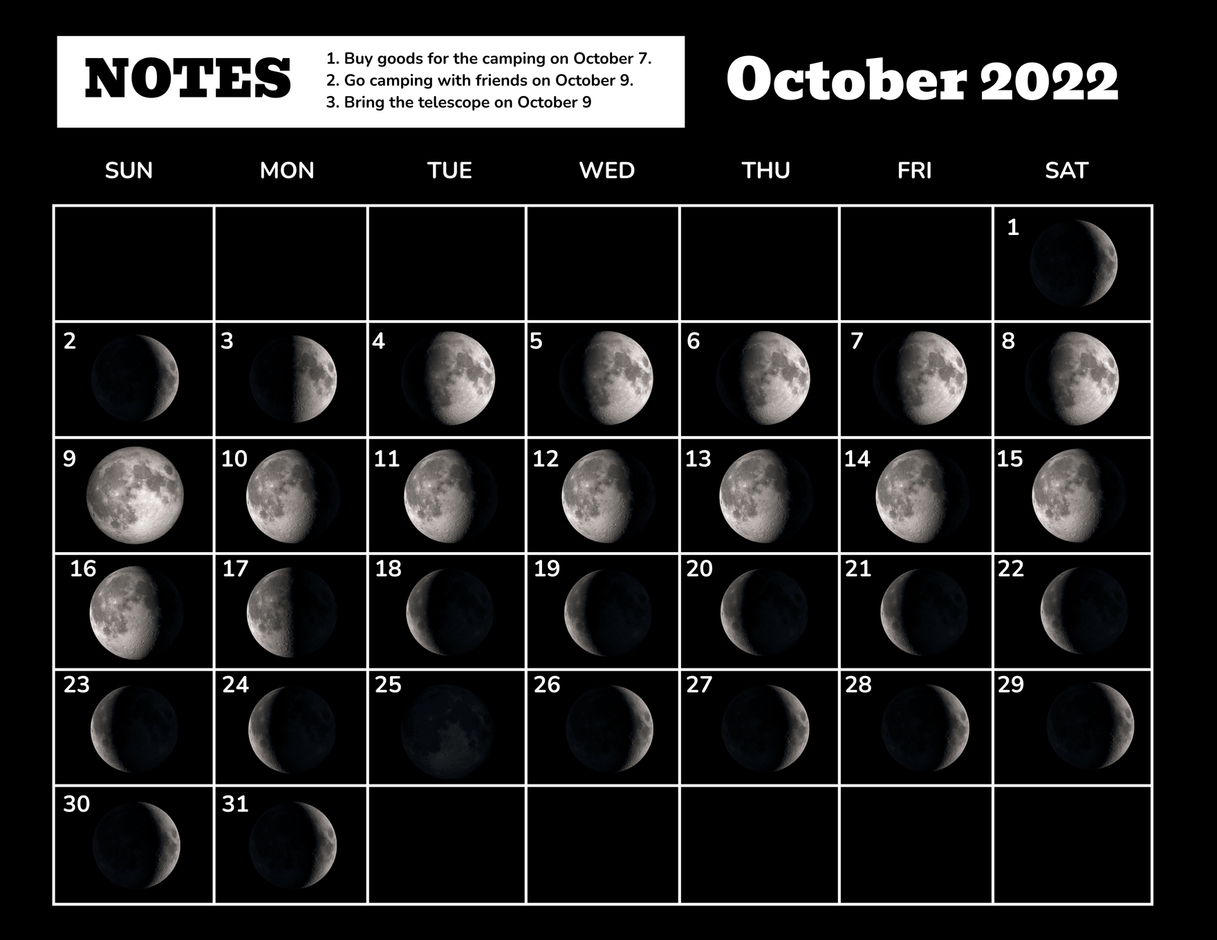 Editable October Calendar Templates In PSD To Download