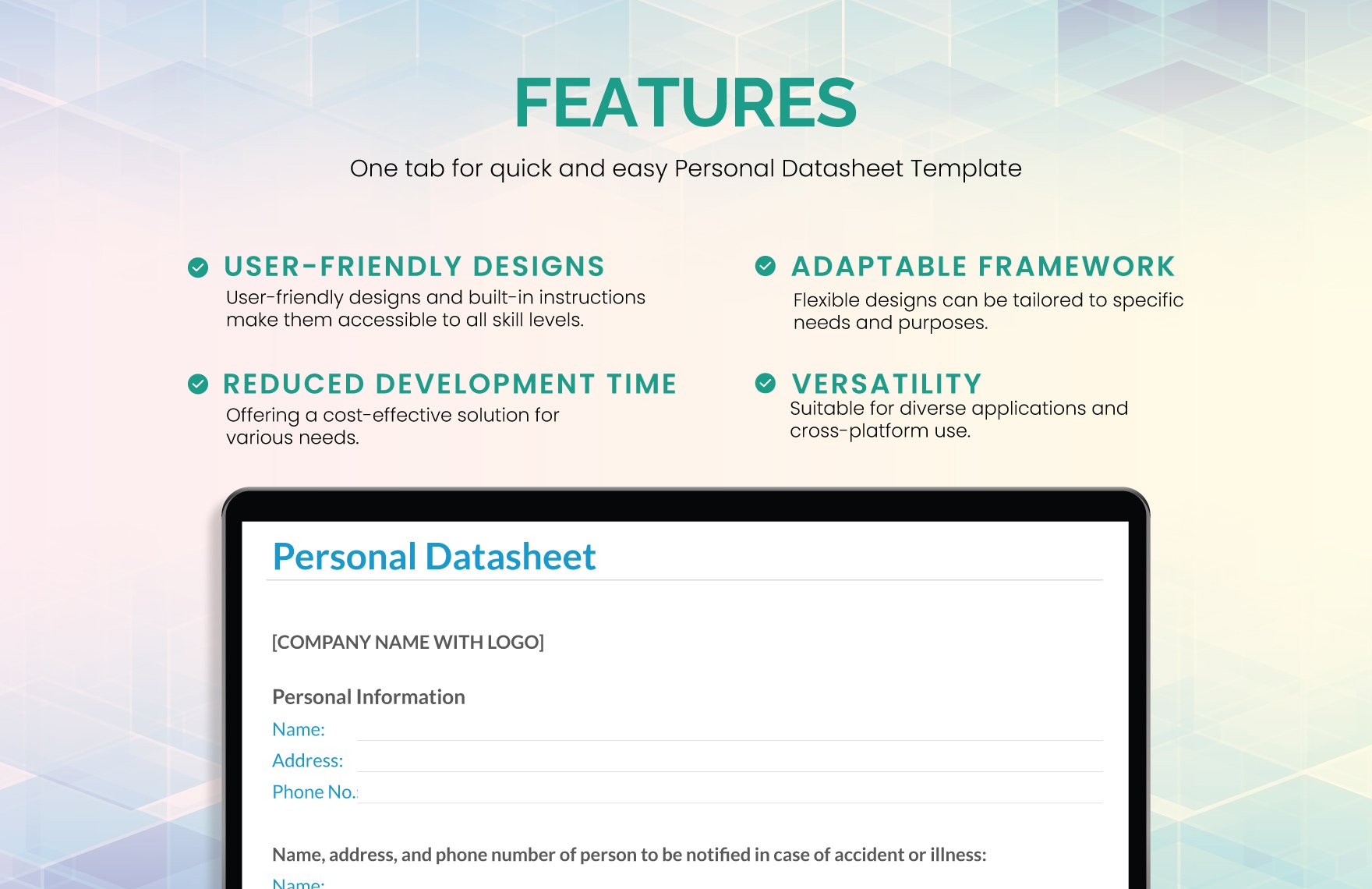 Personal Datasheet Template