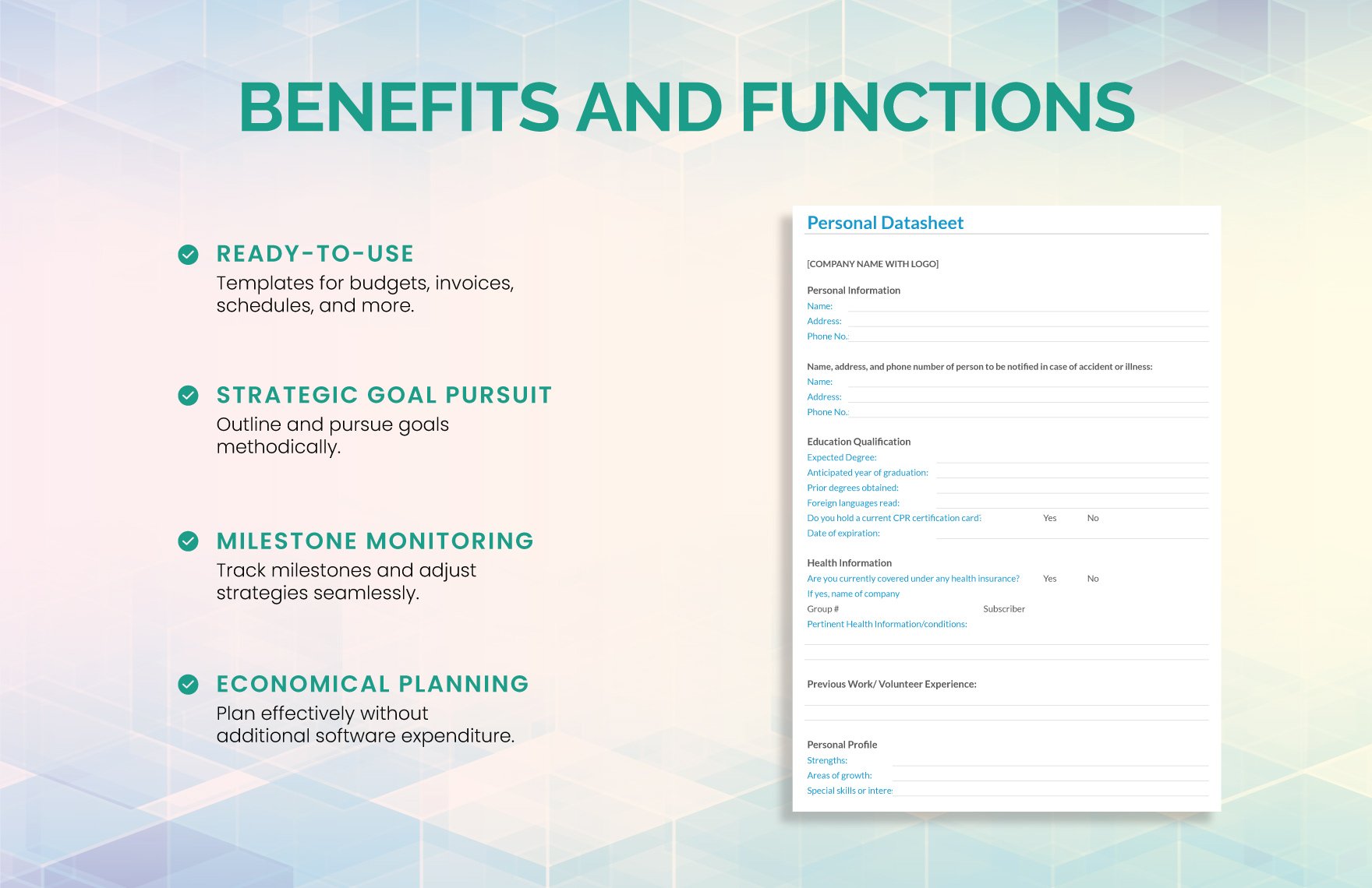 Personal Datasheet Template